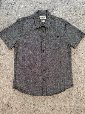 Devium USA Lombard Dark Grey Linen Blend Short Sleeve Woven Shirt L - EUC